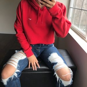 Red nike crop hoodie Clearance